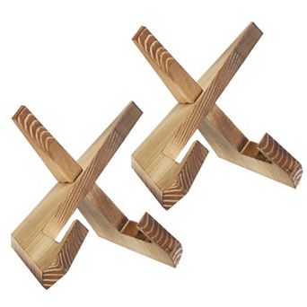 2 pc Wooden Plate Stands for Display, 6.5 Inch Display Holder