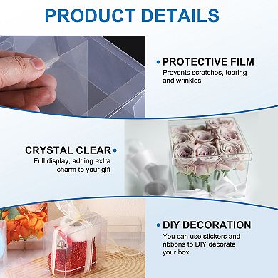 Plastic Retail Boxes 0.8"x2"x2" Gift Box with Protecting Film for Candy, Cookies Wrapping 10Pcs