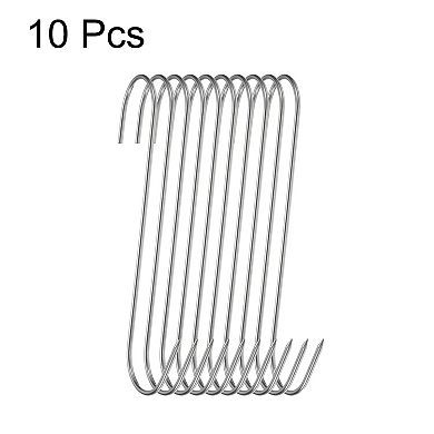 10pcs 7" Hooks Butcher Hook S-Shaped Meat Processing Hooks for Hanging Smoking Grilling Beef Rib BBQ