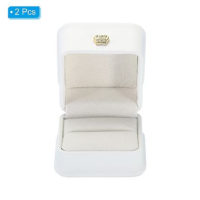 Velvet Ring Box, 2 Pack Wedding Ring Box Vintage Jewelry Holder for Engagement Proposal Ceremony