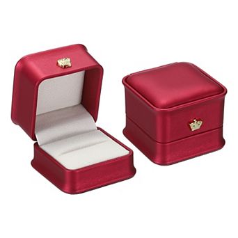 Velvet Ring Box, 2 Pack Wedding Ring Box Vintage Jewelry Holder for Engagement Proposal Ceremony