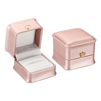 Velvet Ring Box, 2 Pack Wedding Ring Box Vintage Jewelry Holder for Engagement Proposal Ceremony