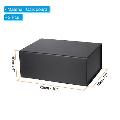 10x7x4 Inch Gift Box with Lid, 2 Pack Magnetic Closure Collapsible Paper Rectangle Favor Boxes