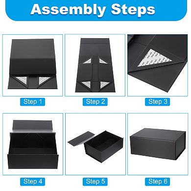 10x7x4 Inch Gift Box with Lid, 2 Pack Magnetic Closure Collapsible Paper Rectangle Favor Boxes