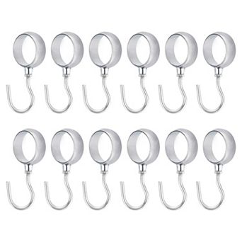 12 pc Pipe Rod Hooks, Direction Rod Closet Rod Hooks Coat Hook for Hanging Pots, Silver