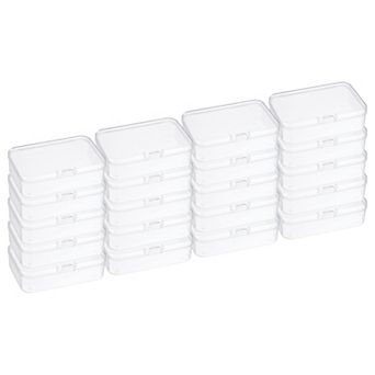 20 Pack 3.3x2.2x1 Inch Plastic Clear Storage Box with Hinged Lid