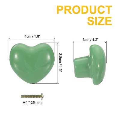2 Packs Heart-Shaped Ceramic Drawer Knobs Dresser Pulls Handles