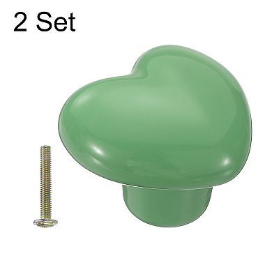 2 Packs Heart-Shaped Ceramic Drawer Knobs Dresser Pulls Handles