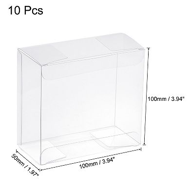 Plastic Retail Boxes 2"x3.9"x3.9" Gift Box with Protecting Film for Candy, Cookies Wrapping 10Pcs