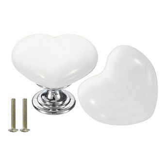 2 Pack Heart-Shaped Ceramic Drawer Knobs Dresser Pulls Handles