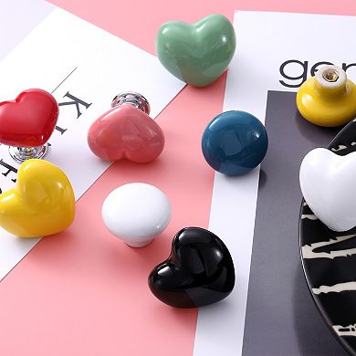 2 Pack Heart-Shaped Ceramic Drawer Knobs Dresser Pulls Handles