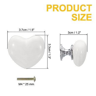 2 Pack Heart-Shaped Ceramic Drawer Knobs Dresser Pulls Handles