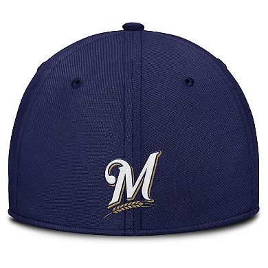 Men's Nike Gray/Navy Milwaukee Brewers Rise Swoosh Performance Flex Hat