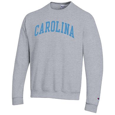Men's Champion Heather Gray North Carolina Tar Heels Basic Arch Fleece Pullover Sweatshirt