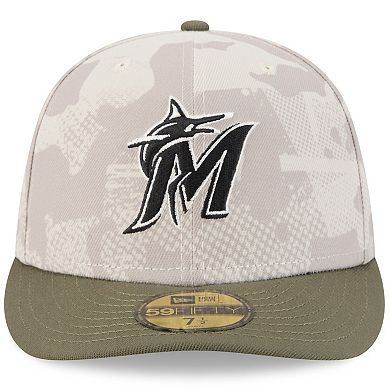 Men's New Era Light Beige/Olive Miami Marlins 2025 Armed Forces Day 59FIFTY Fitted Hat