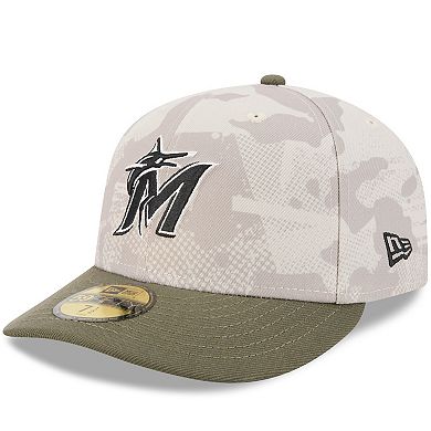 Men's New Era Light Beige/Olive Miami Marlins 2025 Armed Forces Day 59FIFTY Fitted Hat