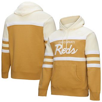 Men's Mitchell & Ness Tan/Cream Cincinnati Reds Head Coach Pullover Hoodie