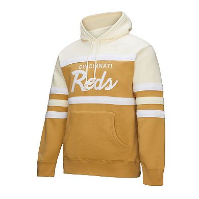 Men's Mitchell & Ness Tan/Cream Cincinnati Reds Head Coach Pullover Hoodie