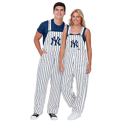 Men's FOCO White New York Yankees Pinstripe Bib Overalls