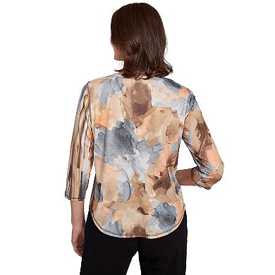 Petite Alfred Dunner Spliced Floral Stripe Top