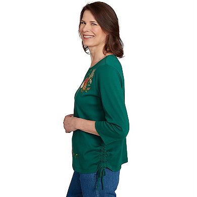 Petite Alfred Dunner Asymmetric Pumpkin Split Beaded Top