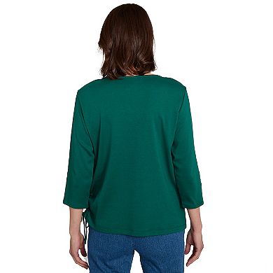 Petite Alfred Dunner Asymmetric Pumpkin Split Beaded Top