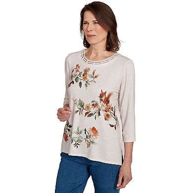 Petite Alfred Dunner Floral Squirrel Harvest Top