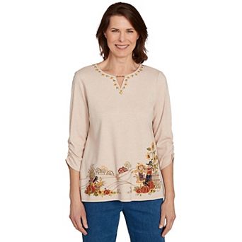 Petite Alfred Dunner Scarecrow Bordered Top