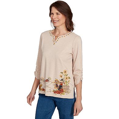 Petite Alfred Dunner Scarecrow Bordered Top
