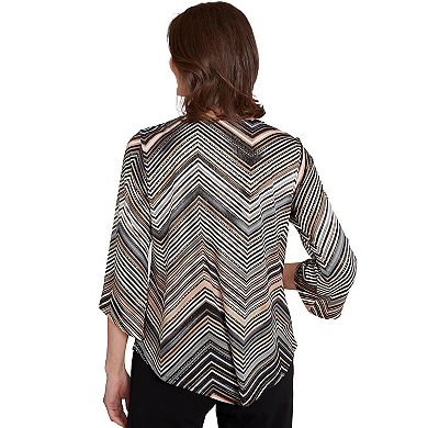 Petite Alfred Dunner Chevron Stripe Top with Necklace