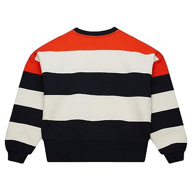 Women's Mitchell & Ness Orange/Black Houston Astros Cooperstown Collection Blocked Fleece Pullover Sweatshirt