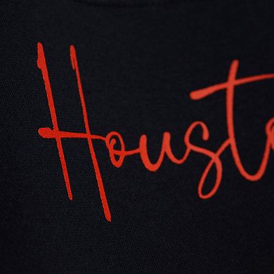 Women's Mitchell & Ness Orange/Black Houston Astros Cooperstown Collection Blocked Fleece Pullover Sweatshirt