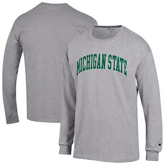 Men's Champion Heather Gray Michigan State Spartans Basic Arch Long Sleeve T-Shirt