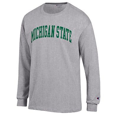 Men's Champion Heather Gray Michigan State Spartans Basic Arch Long Sleeve T-Shirt