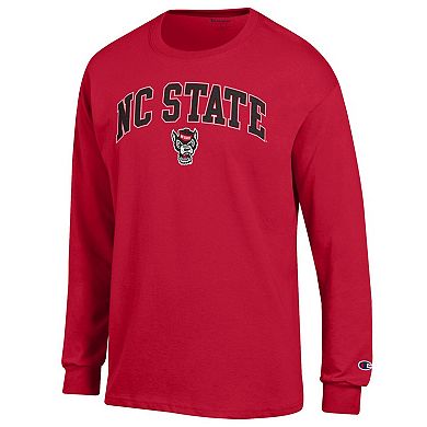 Men's Champion Red NC State Wolfpack Arch Over Logo Long Sleeve T-Shirt