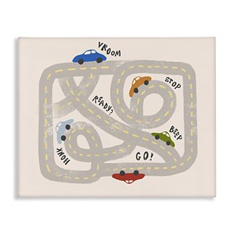 Stupell Home Decor Cartoon Car Road Map Canvas Wall Art