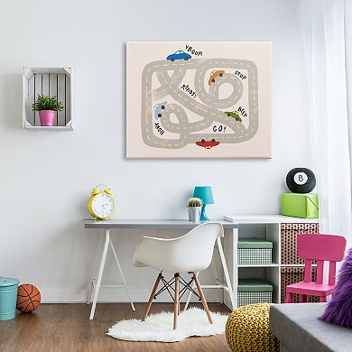 Stupell Home Decor Cartoon Car Road Map Canvas Wall Art