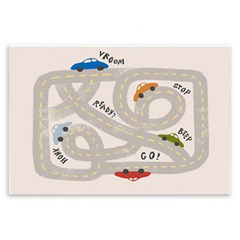 Stupell Home Decor Kid's Cartoon Car Road Map Plaque Wall Art