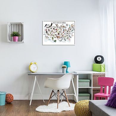 Stupell Home Decor United States of America Animals Illustration Framed Wall Art