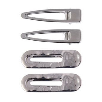 Emberly Silver Metal Hair Clips 4 pk