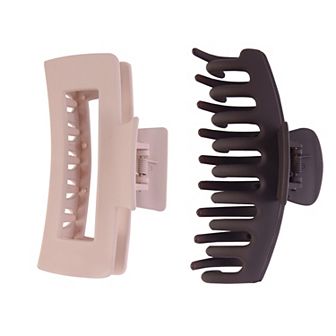 Emberly Pink & Brown Acrylic Claw Hair Clips 2 pk
