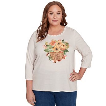 Plus Size Alfred Dunner Harvest Basket Floral Graphic Top