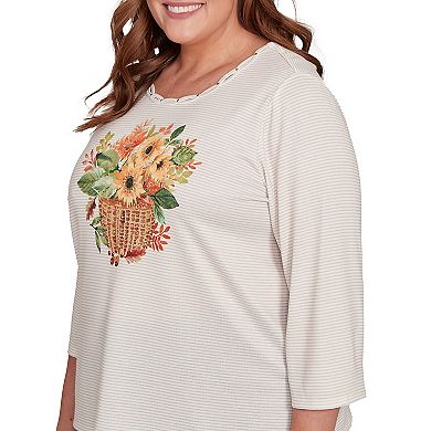 Plus Size Alfred Dunner Harvest Basket Floral Graphic Top