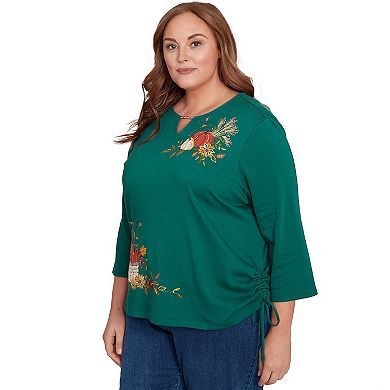 Plus Size Alfred Dunner Asymmetric Pumpkin Split Beaded Top