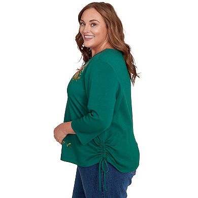 Plus Size Alfred Dunner Asymmetric Pumpkin Split Beaded Top