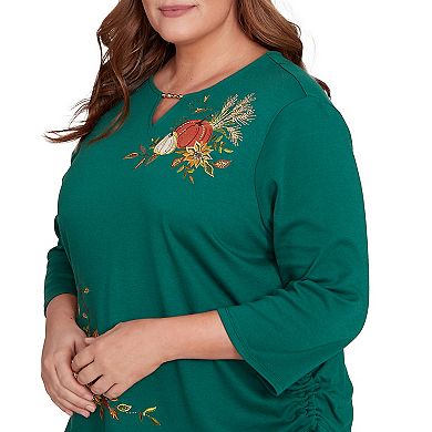 Plus Size Alfred Dunner Asymmetric Pumpkin Split Beaded Top