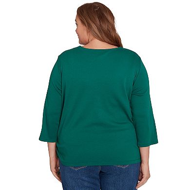 Plus Size Alfred Dunner Asymmetric Pumpkin Split Beaded Top