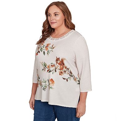 Plus Size Alfred Dunner Floral Squirrel Harvest Top