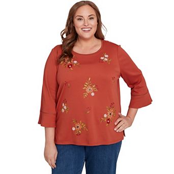 Plus Size Alfred Dunner Tossed Floral Flutter Sleeve Top