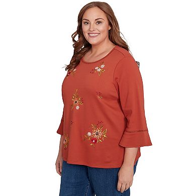 Plus Size Alfred Dunner Tossed Floral Flutter Sleeve Top